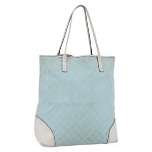 GUCCI GG Canvas Tote Bag Outlet Light Blue 263345 Auth 153956